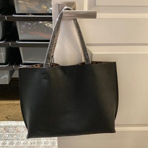 Black/Leopard Tote - Reversible